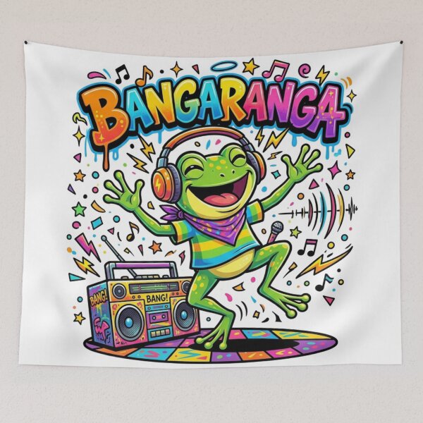 Item preview, BANGARANGA Party Frog – Dancing Cartoon Music Graffiti Design designed and sold by ArtsyExplorer.