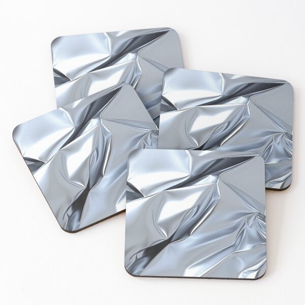 Item preview, Liquid Chrome Silver Foil - Abstract Metallic Wrinkled Texture Art designed and sold by LYAN-STORE.