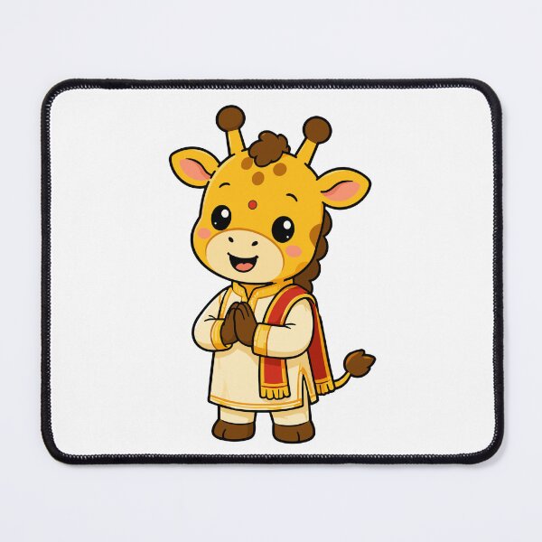 Artikelvorschau, Niedliche indische Giraffe (Cartoon) – Namaste Giraffe (Kawaii-Tierkunst) entworfen und verkauft von Krincydigitalart.