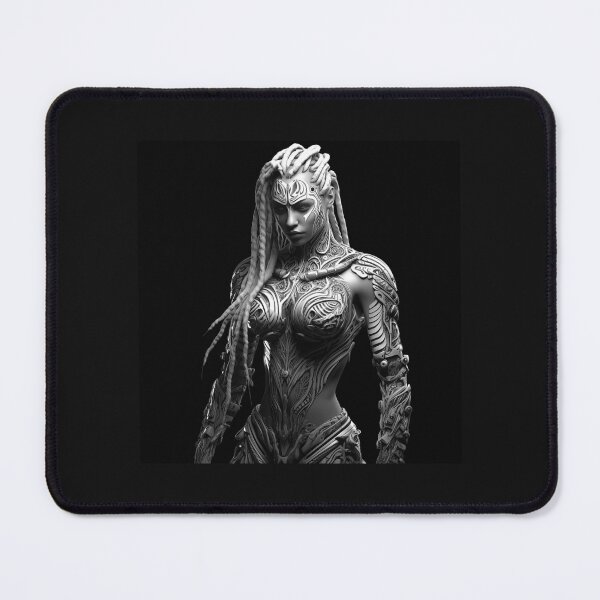 Item preview, Black and White Alien Warrior Woman Sci Fi Art designed and sold by inkoutninja.