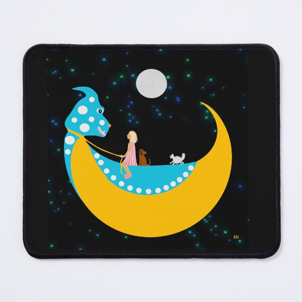 Item preview, Girl and Animals on a Crescent Moon designed and sold by Elaine M Hayward .