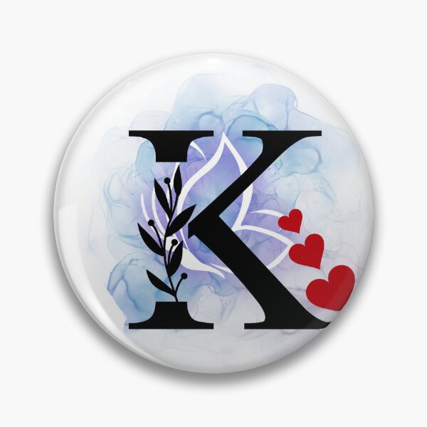 Item preview, Elegant Letter K Floral Heart Monogram-Aesthetic Blue Butterfly Initial Art designed and sold by Palette-Vibes.