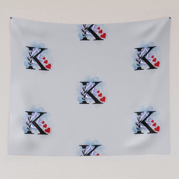 Item preview, Elegant Letter K Floral Heart Monogram-Aesthetic Blue Butterfly Initial Art designed and sold by Palette-Vibes.