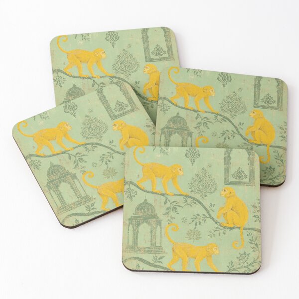 Item preview, Golden Monkeys — Seafoam Retro Painted Emblem with Indian Ornaments designed and sold by Jandedan.