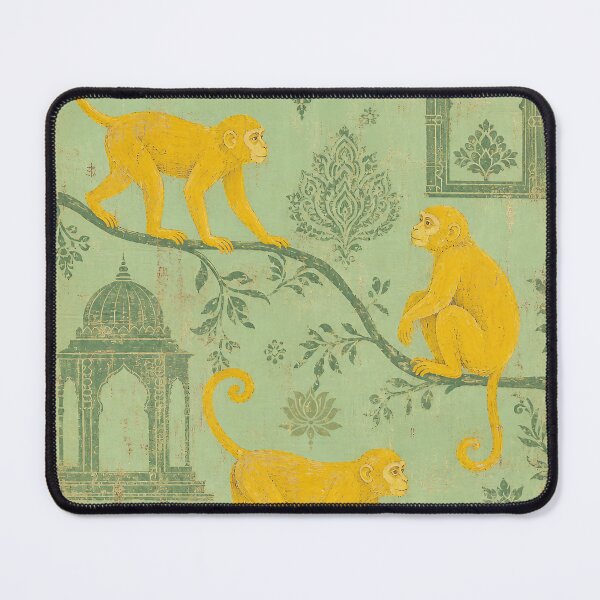 Item preview, Golden Monkeys — Seafoam Retro Painted Emblem with Indian Ornaments designed and sold by Jandedan.
