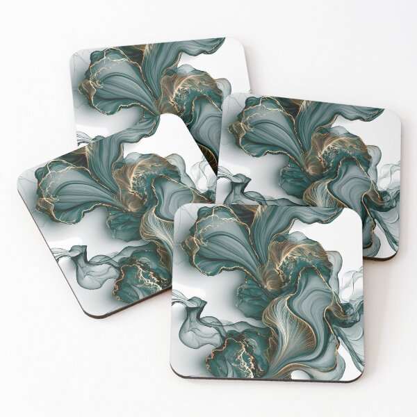 Item preview, Emerald Golden Fluid Marble Abstraction designed and sold by CosmicGlyph.