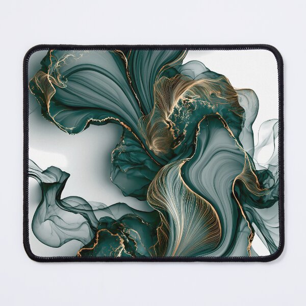 Item preview, Emerald Golden Fluid Marble Abstraction designed and sold by CosmicGlyph.