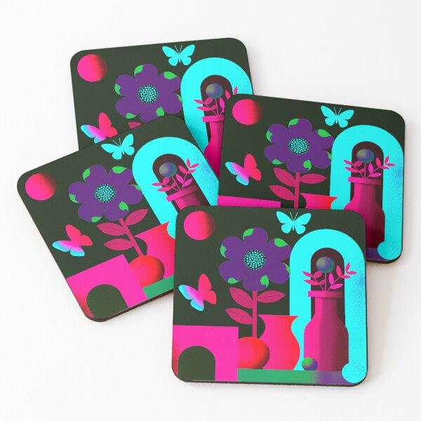 Item preview, Neon Midnight Botanical Dream | Retro Pop Floral Wall Art designed and sold by joycrysstudio.