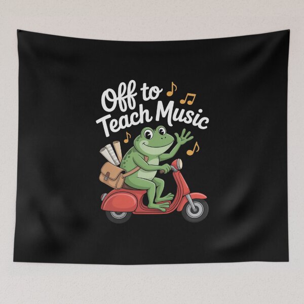 Item preview, Music Teacher Frog Off to Teach Scooter Design designed and sold by SuperAndSocial.