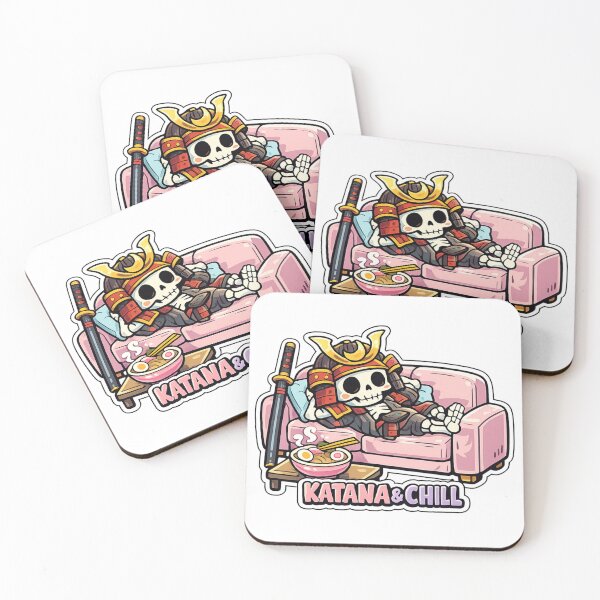 Item preview, Katana & Chill Cute Skeleton Samurai Ramen Anime Sticker | Kawaii Lazy Warrior Design designed and sold by Ecocrushstudio.