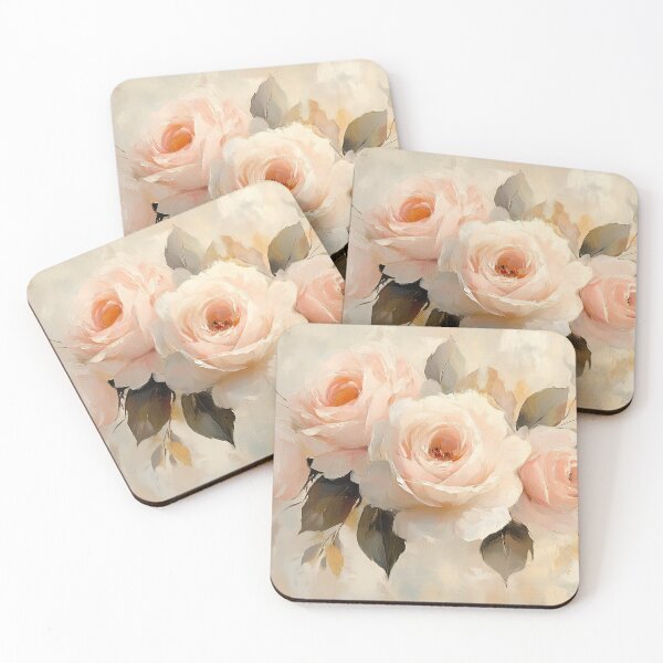 Item preview, Minimal Rose Bouquet Art, Soft Ivory Blush Champagne Floral Print designed and sold by daila70.