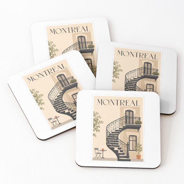 Item preview, Montreal Canada Outdoor Spiral Staircase Retro Poster designed and sold by Beyond Destinations.