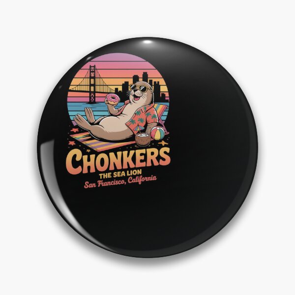 Item preview, San Francisco Chonkers Sea Lion Donut Retro Sunset designed and sold by SuperAndSocial.