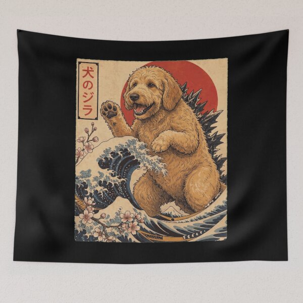 Item preview, Goldendoodle Dogzilla Japanese Wave Art Dog Owner designed and sold by TerryConnells.