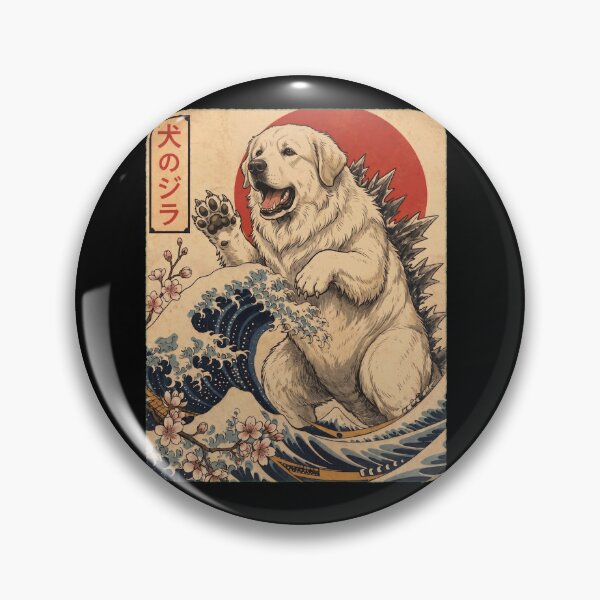 Item preview, Great Pyrenees Dogzilla Japanese Wave Art Dog Owner designed and sold by TerryConnells.
