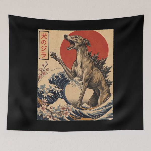 Item preview, Greyhound Dogzilla Japanese Wave Art Dog Owner designed and sold by TerryConnells.