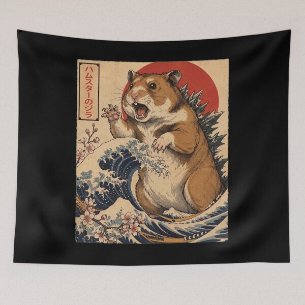 Item preview, Hamsterzilla Japanese Wave Art Animal Hamster Lover designed and sold by TerryConnells.