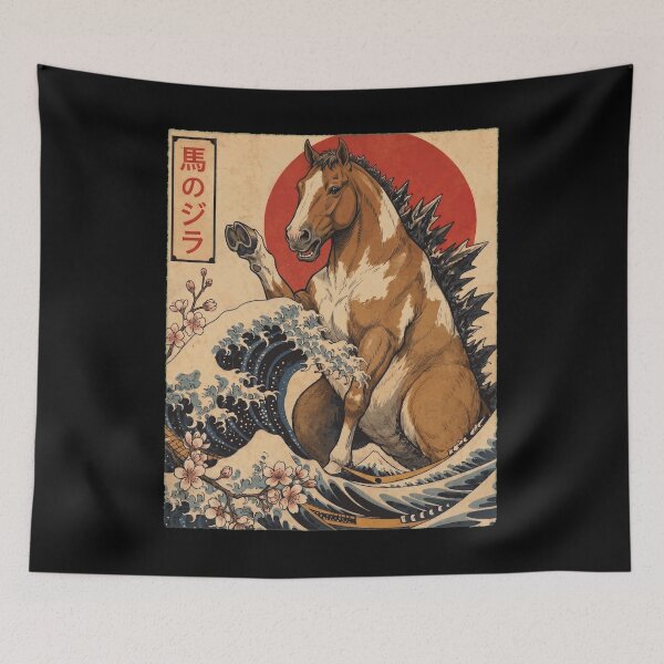 Artikelvorschau, Horsezilla, japanische Wellenkunst, Tier, Pferdeliebhaber entworfen und verkauft von TerryConnells.