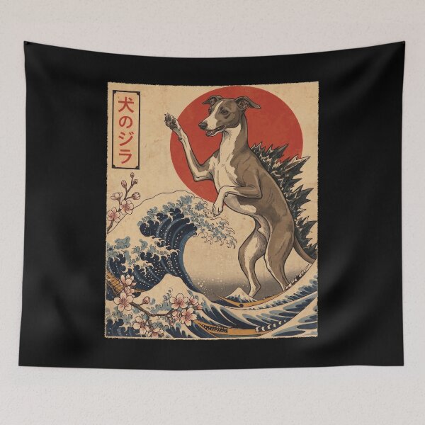 Artikelvorschau, Italienisches Windspiel Dogzilla Japanische Wellenkunst Hundebesitzer entworfen und verkauft von TerryConnells.