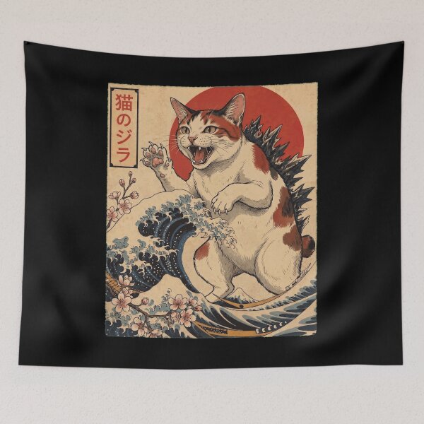 Item preview, Japanese Bobtail Catzilla Japanese Wave Art Cat Owner designed and sold by TerryConnells.