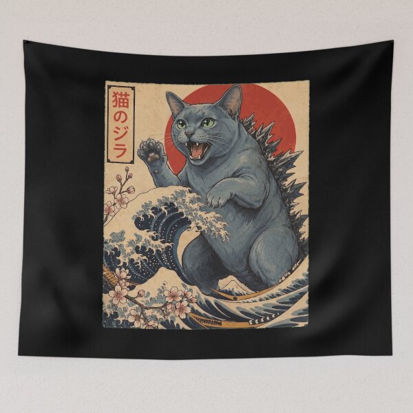 Item preview, Korat Catzilla Japanese Wave Art Cat Owner designed and sold by TerryConnells.