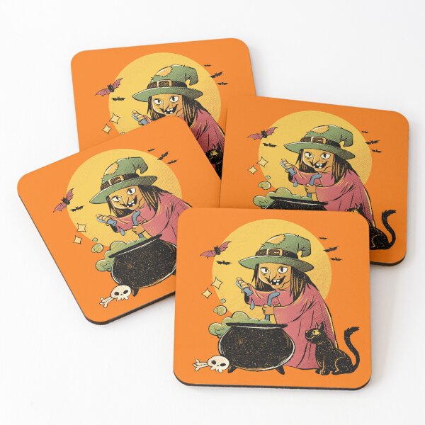 Item preview, Witch Cauldron Black Cat Moon Retro Halftone Vintage Halloween Brewing Art designed and sold by DERA RAY.