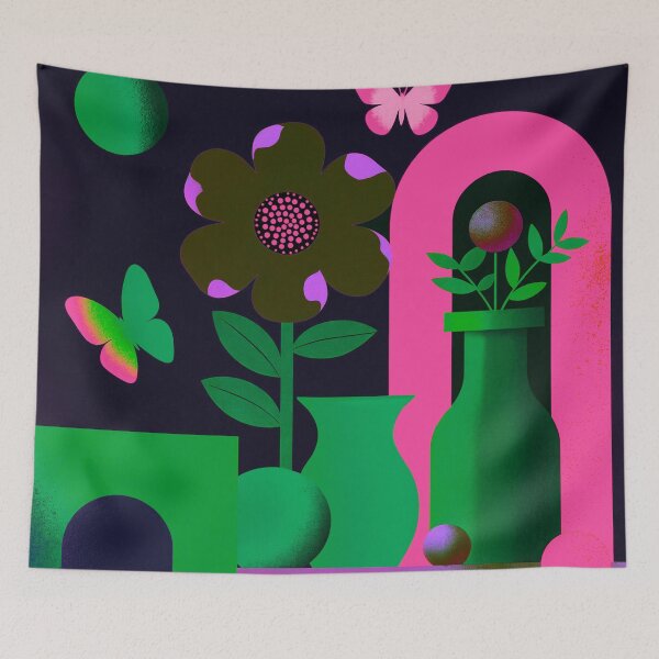 Item preview, Neon Garden Portal | Bold Retro Botanical Wall Art designed and sold by joycrysstudio.