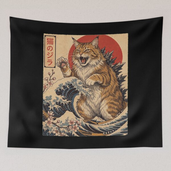Item preview, Maine Coon Catzilla Japanese Wave Art Cat Owner designed and sold by TerryConnells.