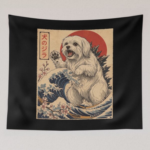 Item preview, Maltese Dogzilla Japanese Wave Art Dog Owner designed and sold by TerryConnells.