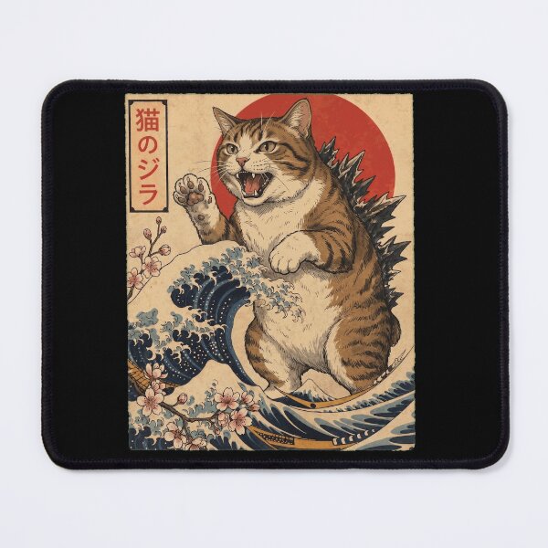 Item preview, Manx Catzilla Japanese Wave Art Cat Owner designed and sold by TerryConnells.