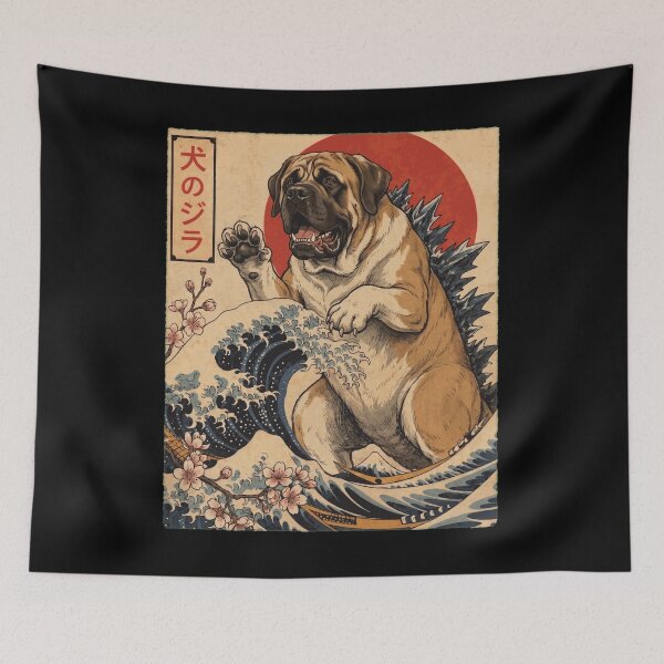 Item preview, Mastiff Dogzilla Japanese Wave Art Dog Owner designed and sold by TerryConnells.
