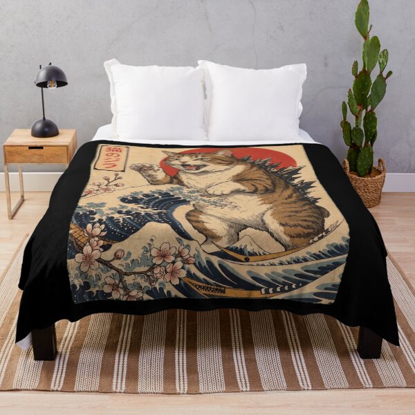 Item preview, Manx Catzilla Japanese Wave Art Cat Owner designed and sold by TerryConnells.
