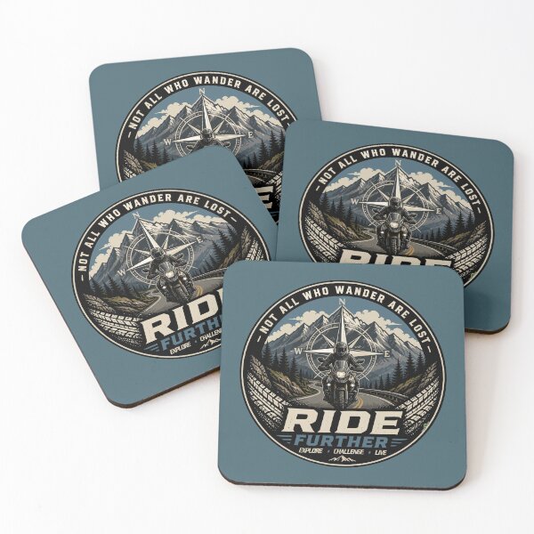 Item preview, Adventure Bike Rider Wanderlust Not All Who Wander Are Lost Ride Further Sticker T-Shirt 02 designed and sold by OuterShellUK.