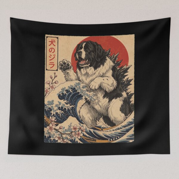 Item preview, Newfoundland Dogzilla Japanese Wave Art Dog Owner designed and sold by TerryConnells.