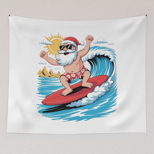 Item preview, Christmas in July Santa Surf Hawaiian Men Summer Surfing designed and sold by TrinaEspinoza.