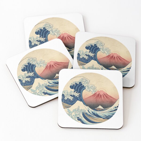 Item preview, Japanese Ukiyo-e Great Wave and Red Fuji Sunrise Circle Art designed and sold by solalink.
