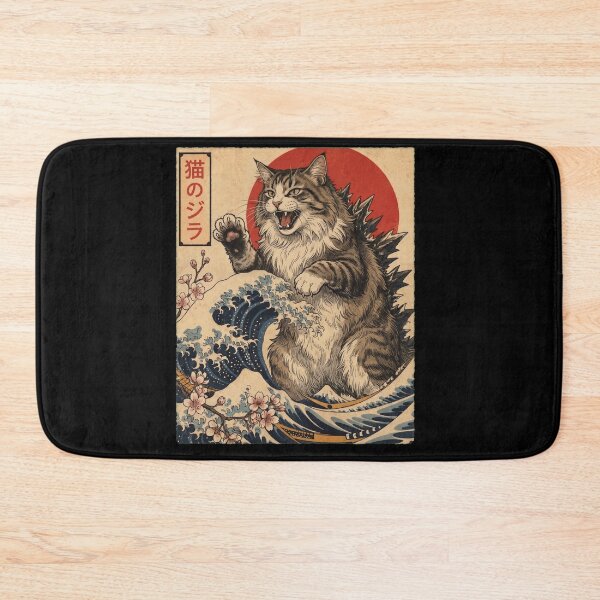 Item preview, Norwegian Forest Catzilla Japanese Wave Art Cat Owner designed and sold by TerryConnells.