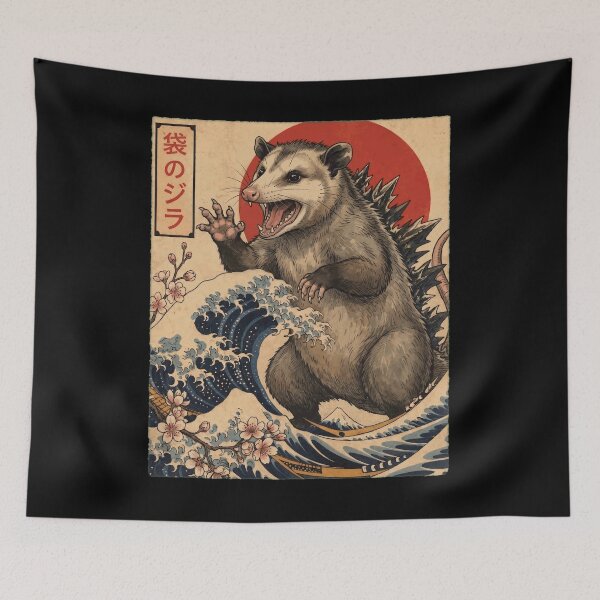 Item preview, Opossumzilla Japanese Wave Art Animal Opossum Lover designed and sold by TerryConnells.