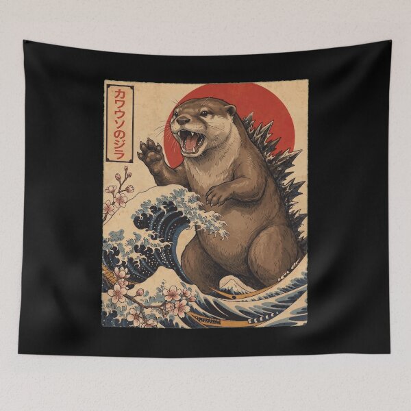Item preview, Otterzilla Japanese Wave Art Animal Otter Lover designed and sold by TerryConnells.
