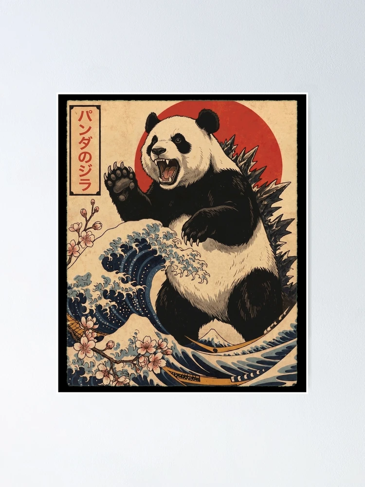 ホビー・楽器・アート PANDA Pandazilla Japanese Wave Art Animal Panda Lover