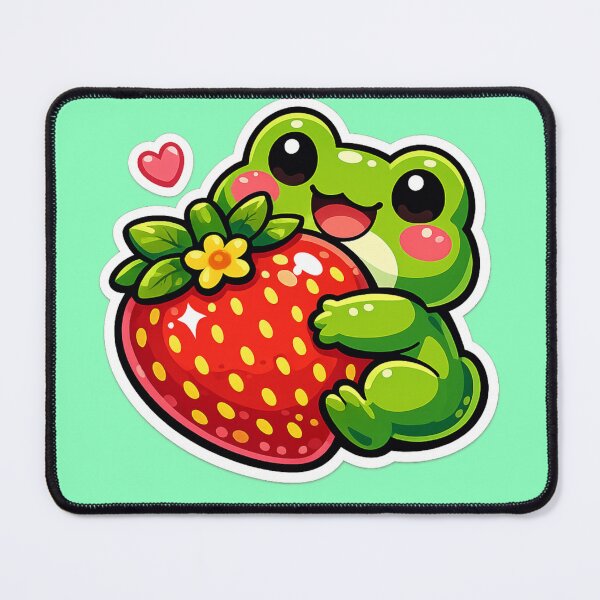 Item preview, Strawberry Hug Frog – Cute Cartoon Fruit Lover Frog Design designed and sold by ArtsyExplorer.