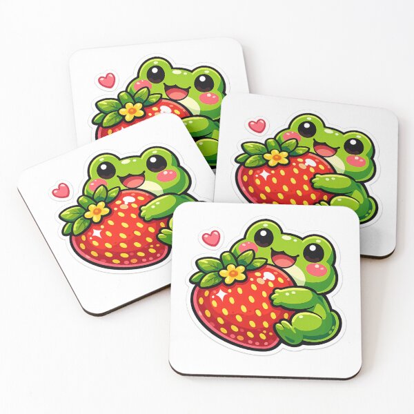 Item preview, Strawberry Hug Frog – Cute Cartoon Fruit Lover Frog Design designed and sold by ArtsyExplorer.