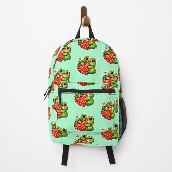 Item preview, Strawberry Hug Frog – Cute Cartoon Fruit Lover Frog Design designed and sold by ArtsyExplorer.