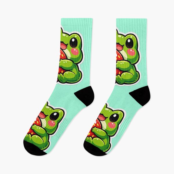 Item preview, Strawberry Hug Frog – Cute Cartoon Fruit Lover Frog Design designed and sold by ArtsyExplorer.