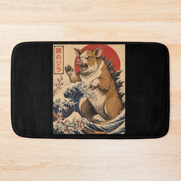 Item preview, Pigzilla Japanese Wave Art Animal Pig Lover designed and sold by TerryConnells.