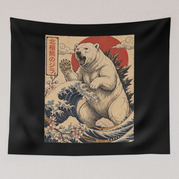 Item preview, Polar Bearzilla Japanese Wave Art Animal Polar Bear Lover designed and sold by TerryConnells.