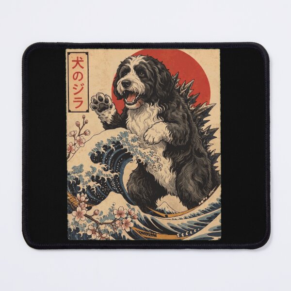 Item preview, Portuguese Water Dog Dogzilla Japanese Wave Art Dog Owner designed and sold by TerryConnells.