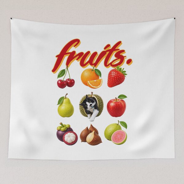 Item preview, Funny Fruits Cat Collage Retro Fruitcore Aesthetic Sticker Design designed and sold by BVNKGRAPH WORKS.