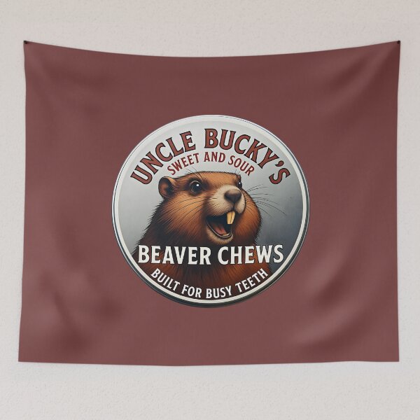 Item preview, Uncle Bucky's Sweet and Sour Beaver Chews — Funny Vintage Sticker designed and sold by Sacred Absurdist.
