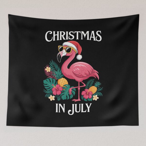 Item preview, Christmas in July Pink Flamingo Hawaii designed and sold by TrinaEspinoza.
